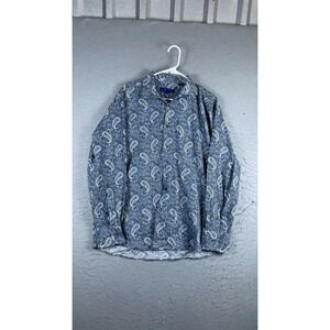 KOLTE Button Up Shirt Mens L 16.5 Blue Excellent Paisley Long Sleeve